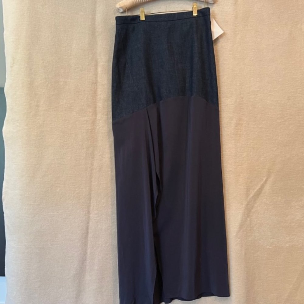 Brunello Cucinelli Navy Blue Denim/Silk Skirt